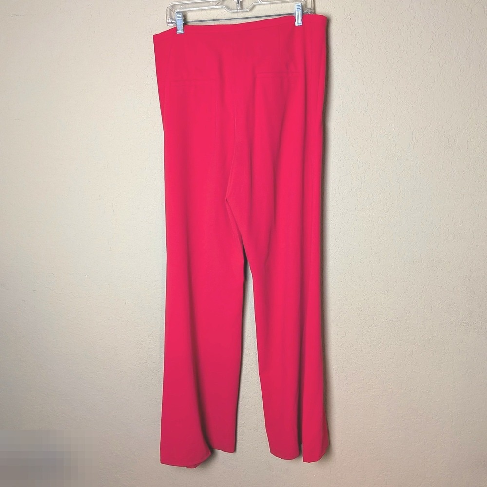 Alice + Olivia Red Wide-Leg Dress Pants Long Inseam 35" Crepe Trousers Sz 14 - Picture 3 of 9